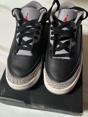 Jordan Kids Black Gray White Sneakers with Red Jumpman